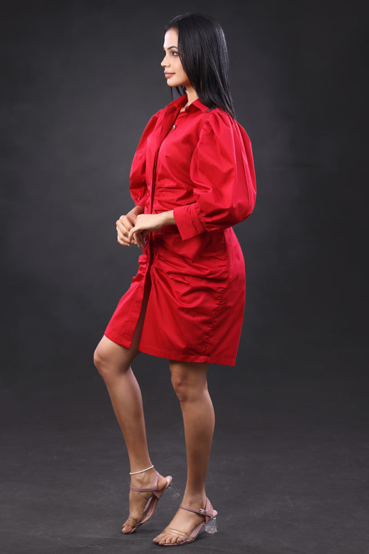 Linen Red Formal Dress