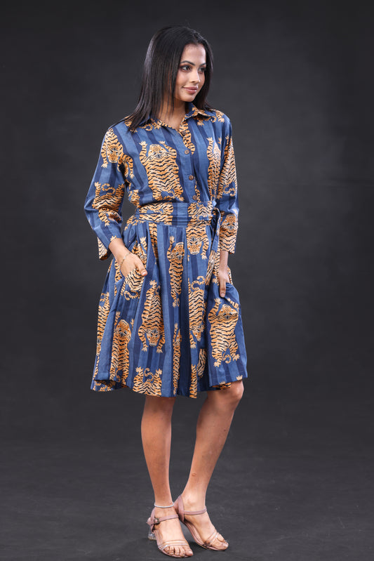 Box Pleat Short Dress