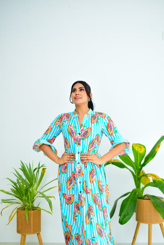 Tropical Vibe Printed Tiered Maxi Dress