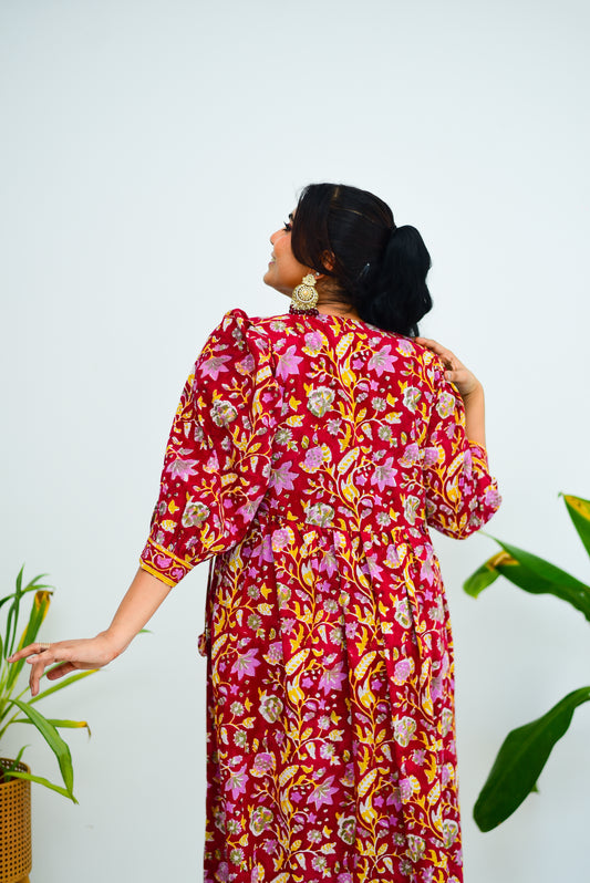 Chic Kaftan Style Block Print Dress