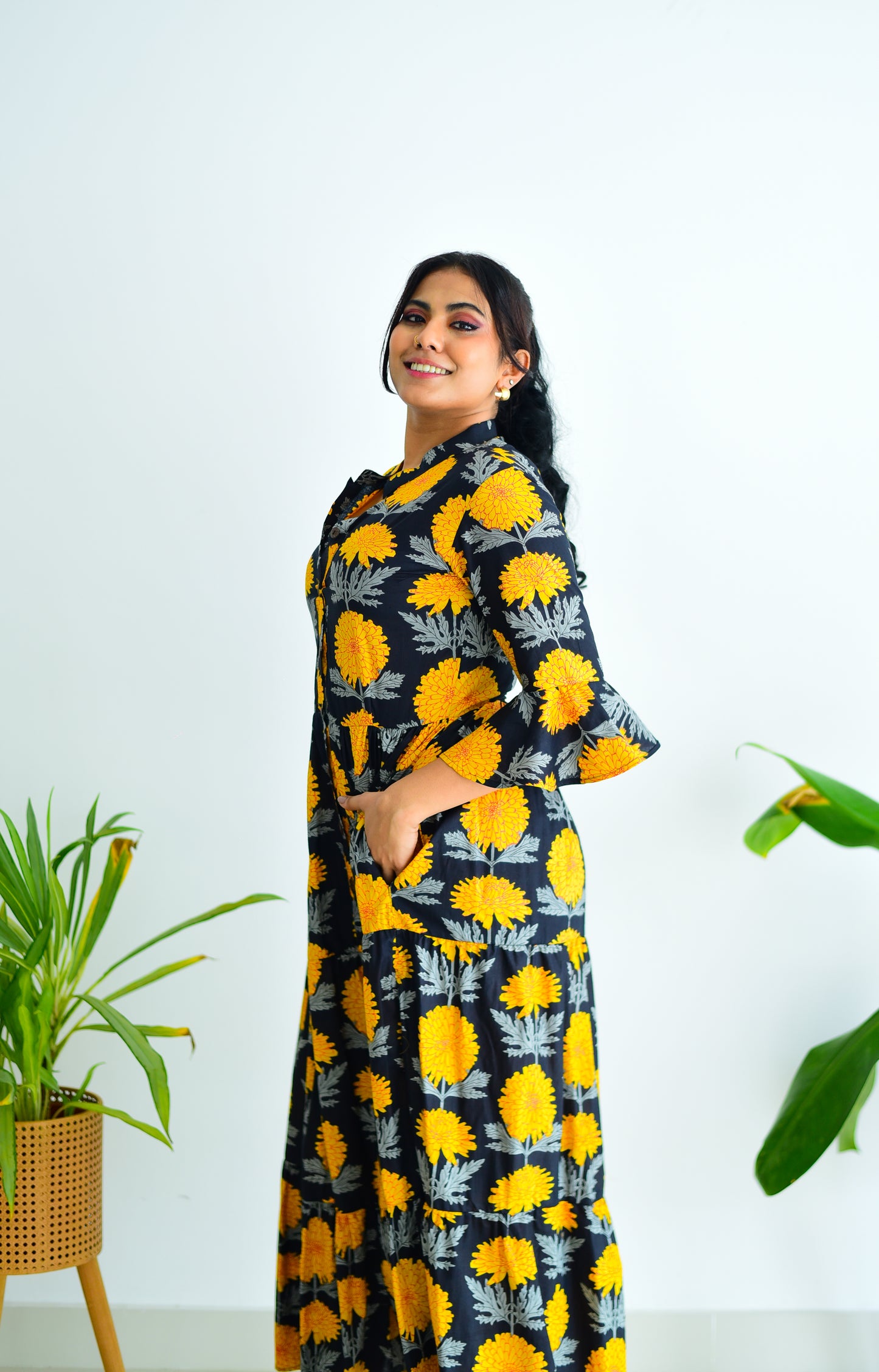 Tropical Vibe Printed Tiered Maxi Dress