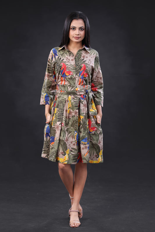 Box Pleat Short Dress