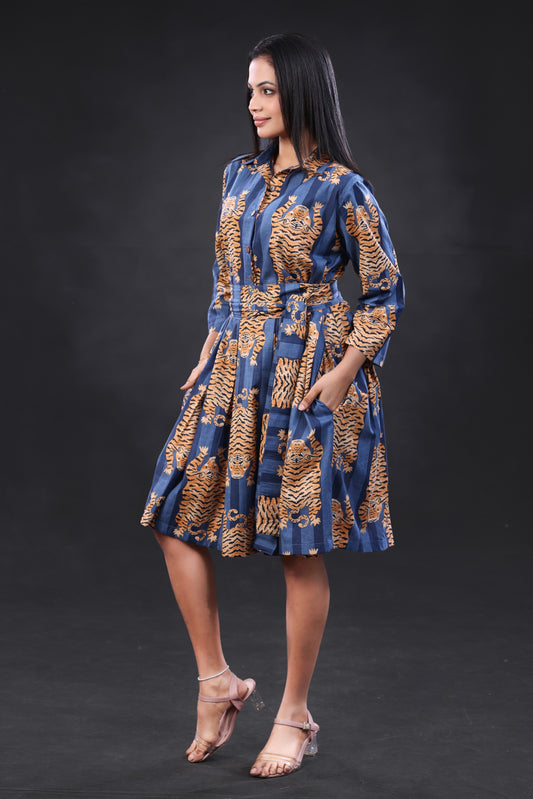 Box Pleat Short Dress