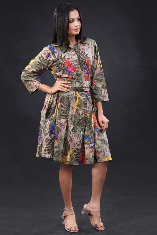 Box Pleat Short Dress