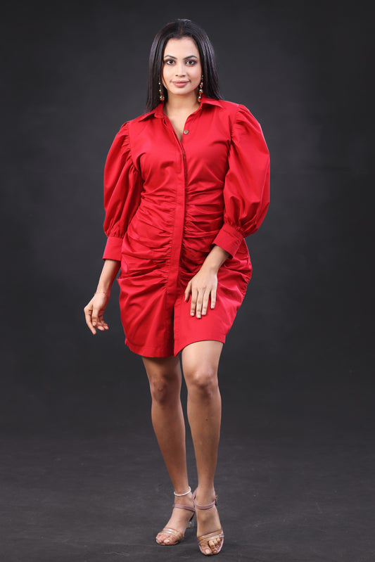 Linen Red Formal Dress