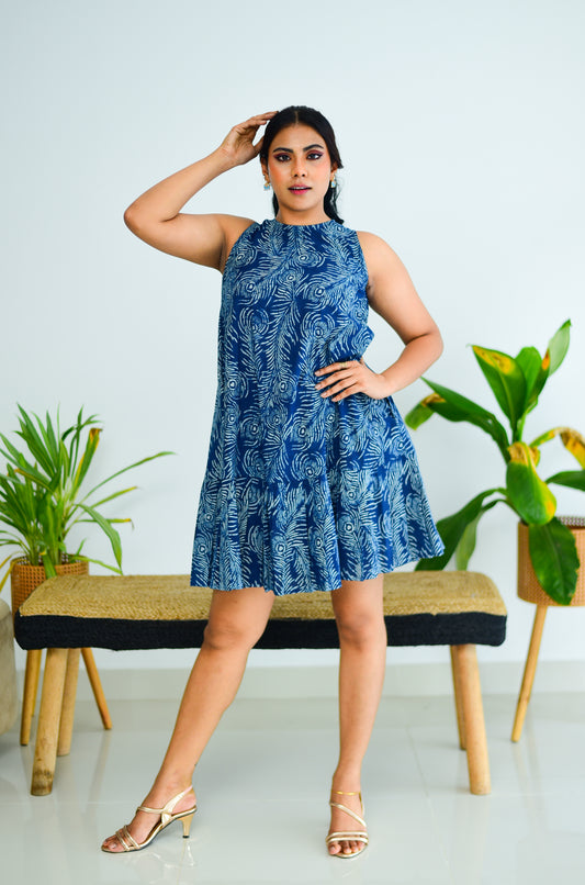 Short Dress with Pleated Hem