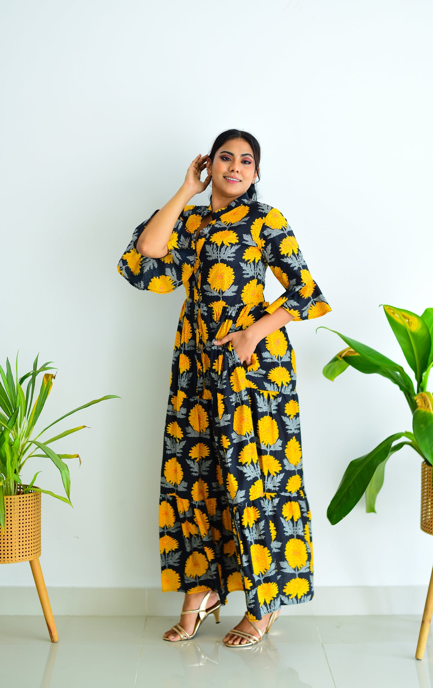 Tropical Vibe Printed Tiered Maxi Dress