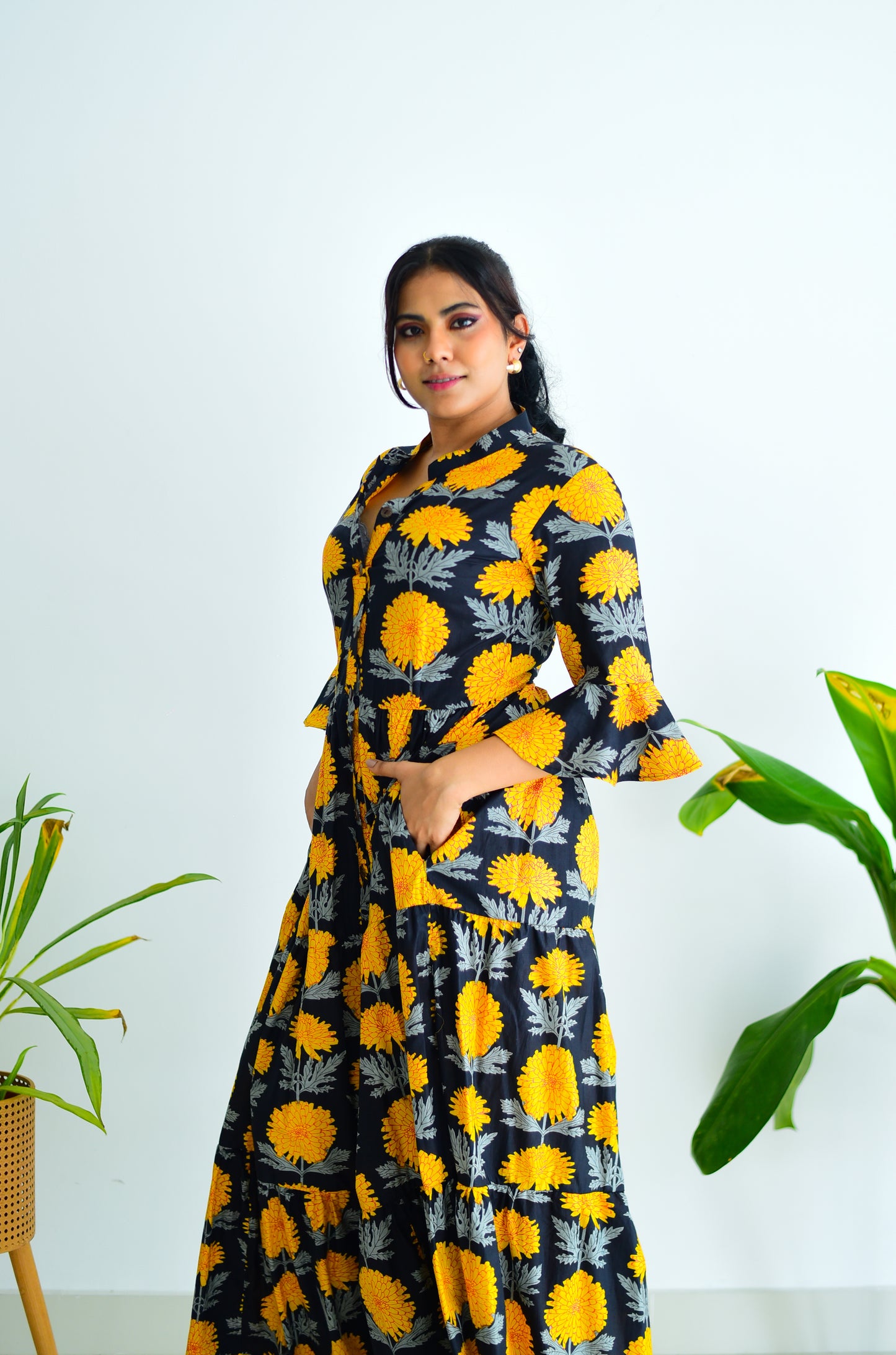 Tropical Vibe Printed Tiered Maxi Dress