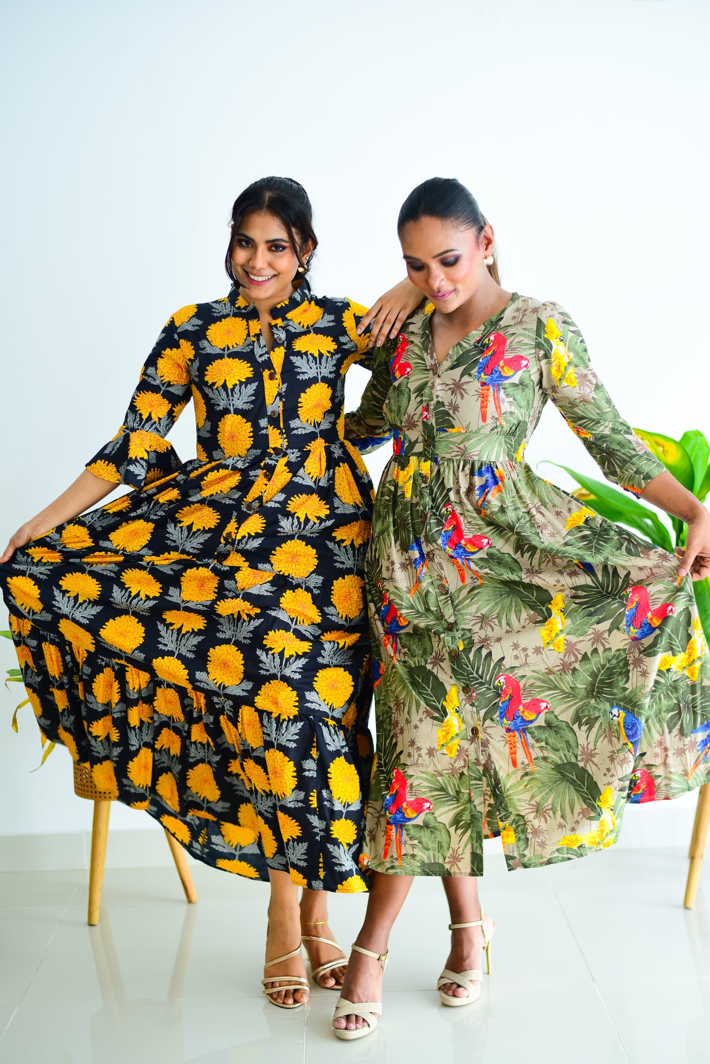 Tropical Vibe Printed Tiered Maxi Dress